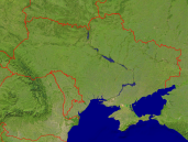 Ukraine Satellit + Grenzen 1600x1200
